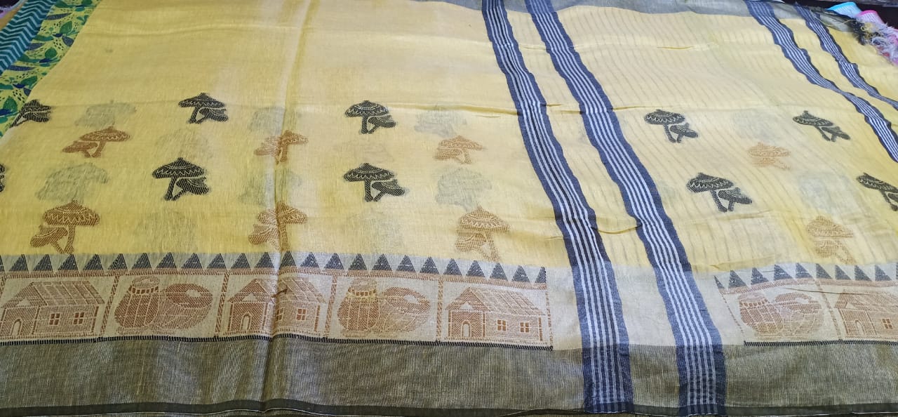 Tissue linen printed saree SILK ZONE