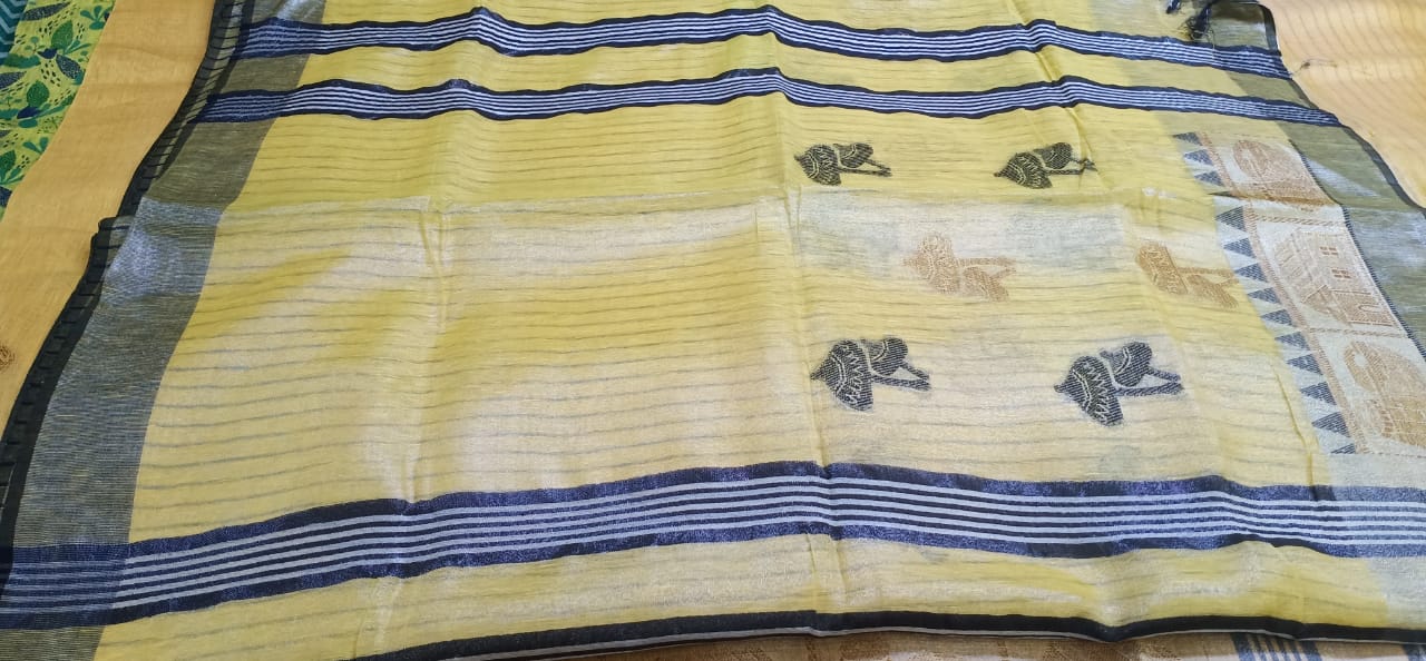 Tissue linen printed saree SILK ZONE