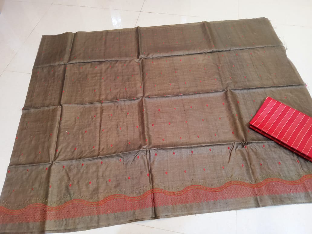 Tussar silk embroidery saree Dipak