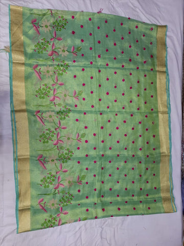 Tissue Linen Embroidery Saree SILK ZONE