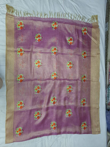 Tissue Linen Embroidery Saree SILK ZONE