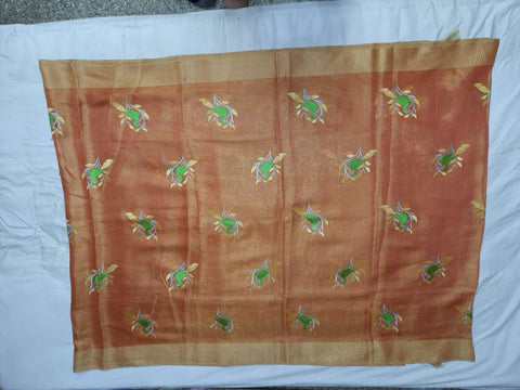 Tissue Linen Embroidery Saree SILK ZONE