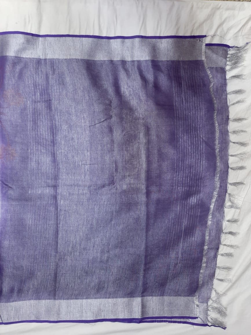 Pure Tissue linen embroidery saree SILK ZONE