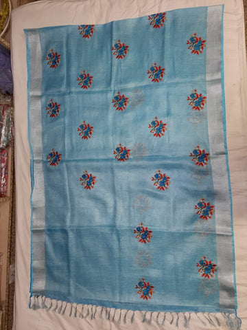 Pure Tissue Linen Embroidery Saree SILK ZONE