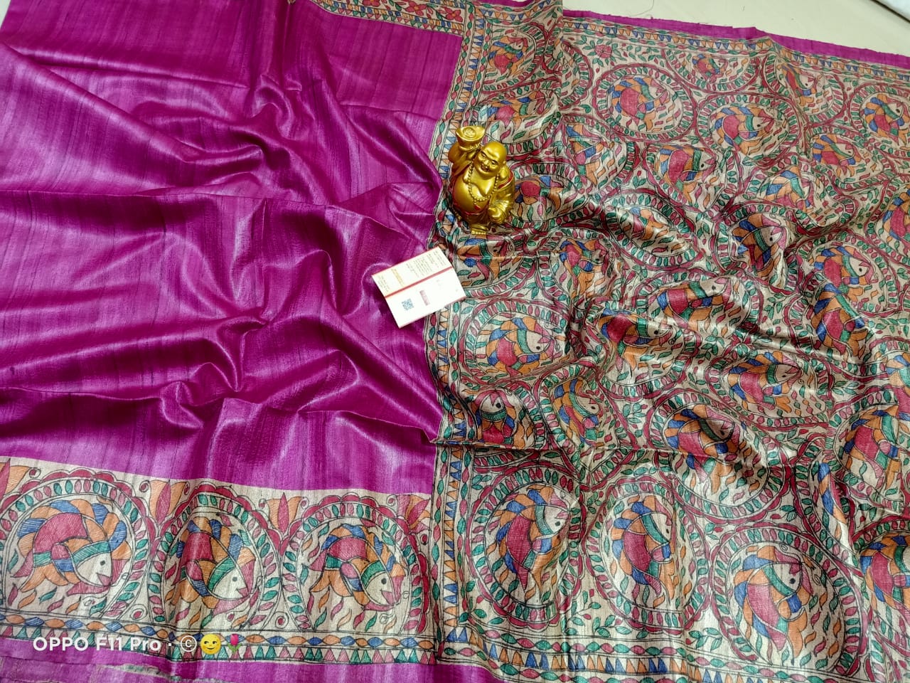 TUSSAR SILK PRINT SAREE