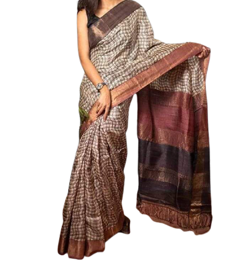 Pure Tussar Silk print saree