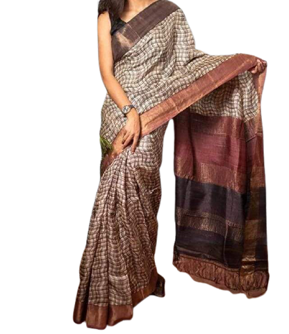 Pure Tussar Silk print saree