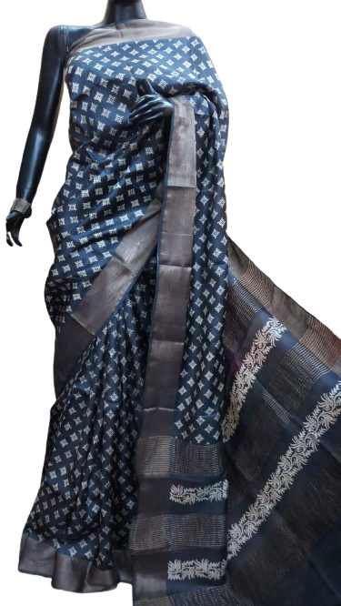 Pure Tussar Silk print saree