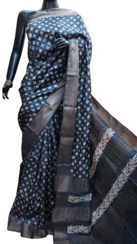 Pure Tussar Silk print saree