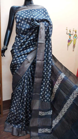 Pure Tussar Silk print saree