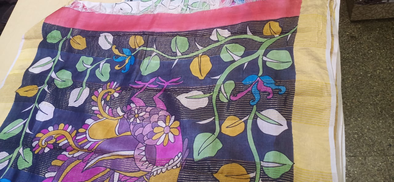 Pure Tussar Silk print saree