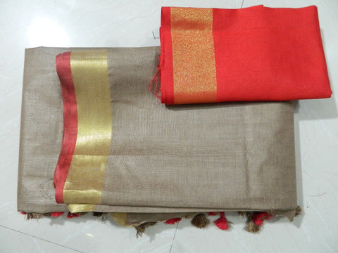 Khadi Linen Slub Saree INDIA SILK P.W.C.S. LTD