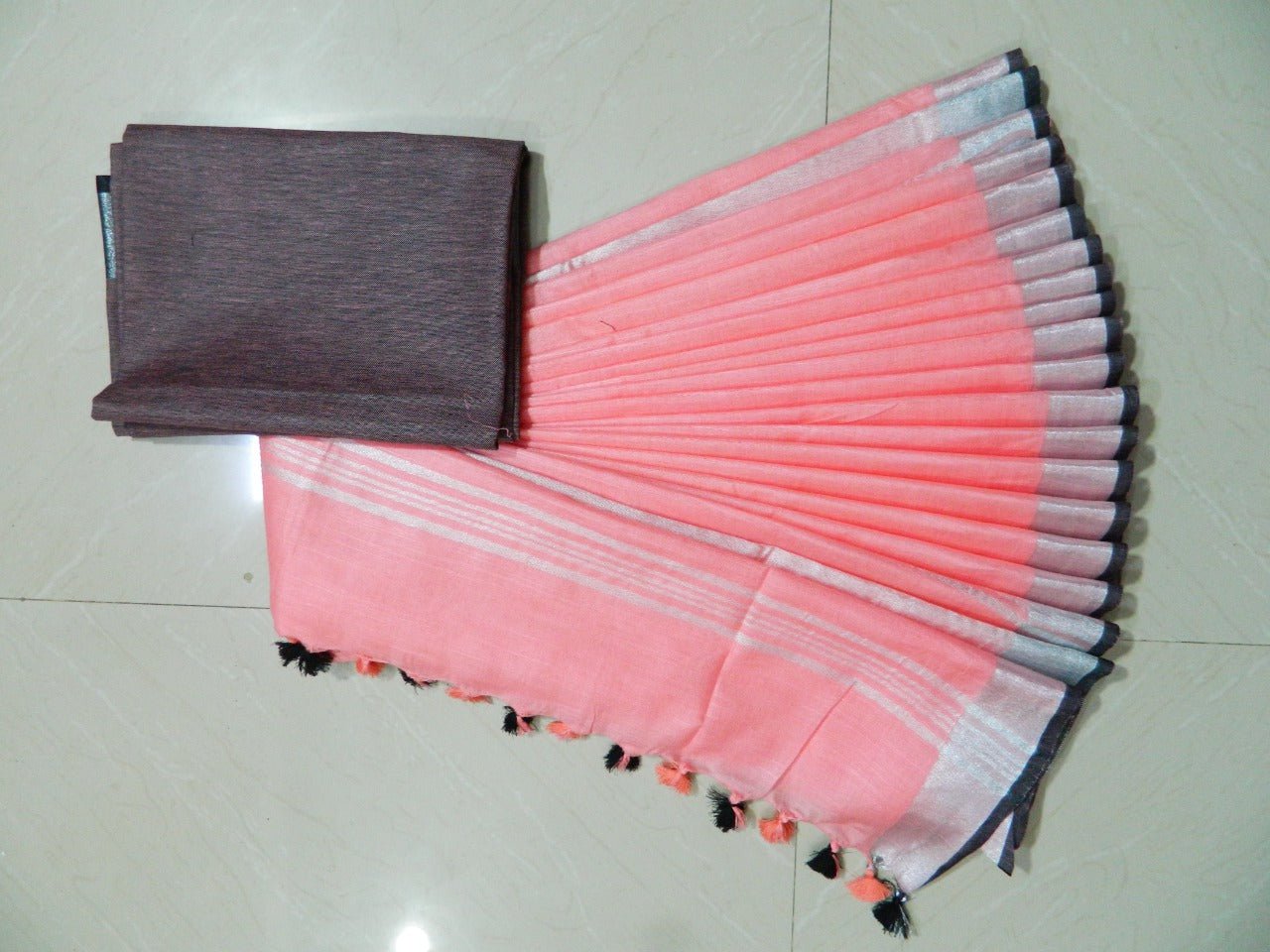 Khadi Linen Slub Saree INDIA SILK P.W.C.S. LTD