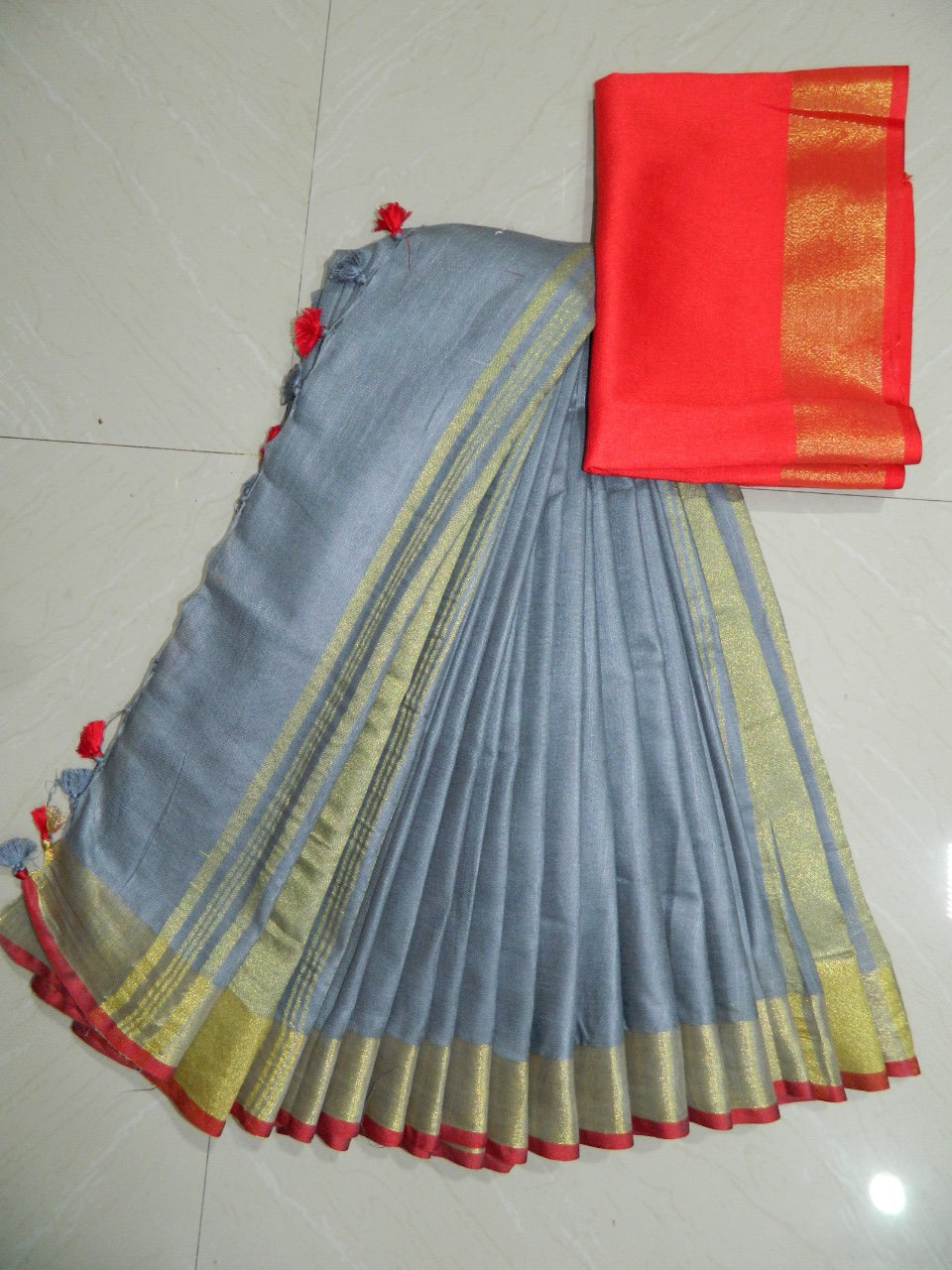 Khadi Linen Slub Saree INDIA SILK P.W.C.S. LTD