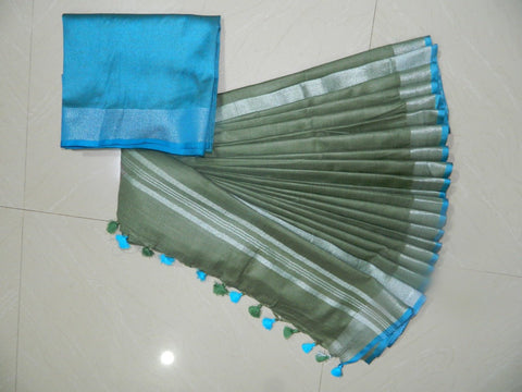 Khadi Linen Slub Saree INDIA SILK P.W.C.S. LTD