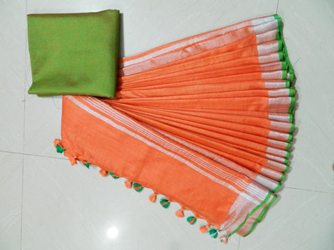 Khadi Linen Slub Saree INDIA SILK P.W.C.S. LTD