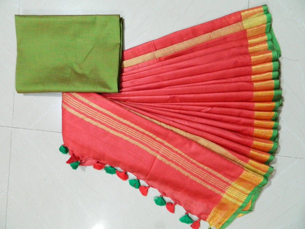 Khadi Linen Slub Saree INDIA SILK P.W.C.S. LTD