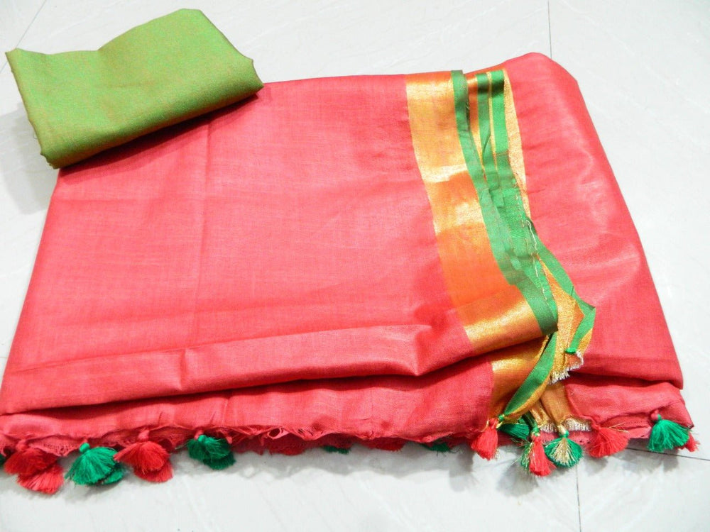 Khadi Linen Slub Saree INDIA SILK P.W.C.S. LTD