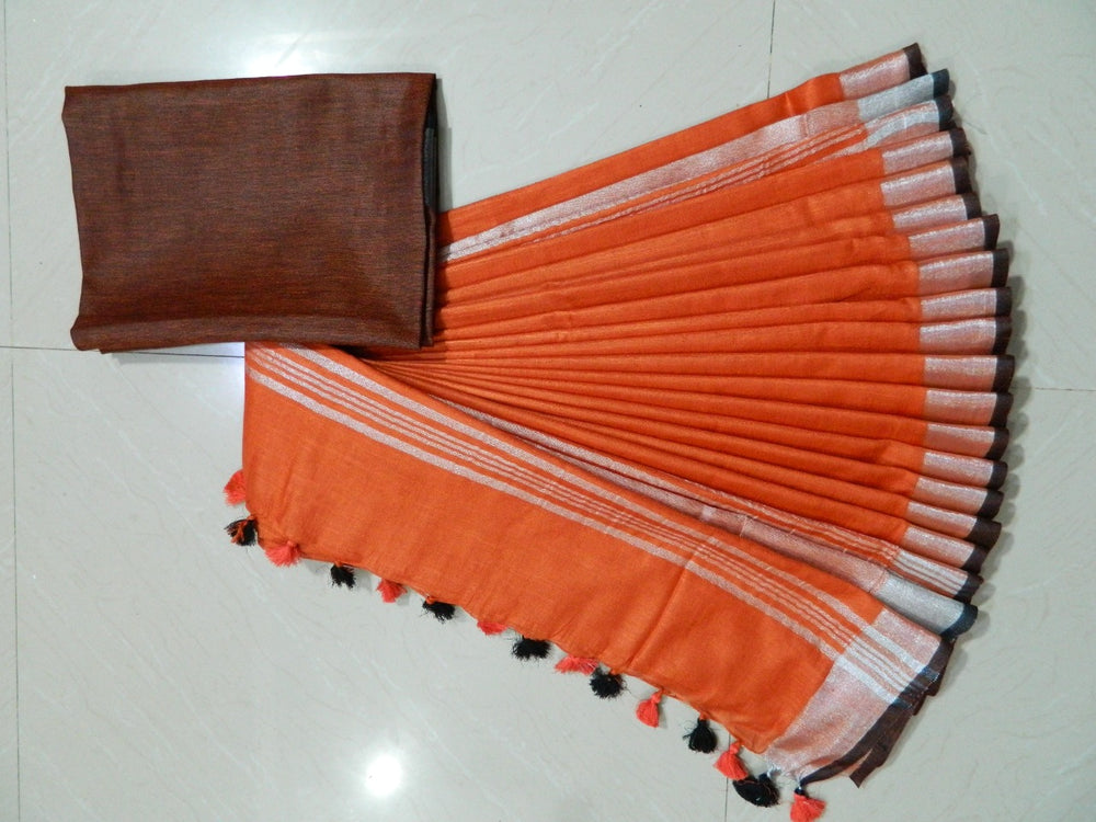 Khadi Linen Slub Saree INDIA SILK P.W.C.S. LTD