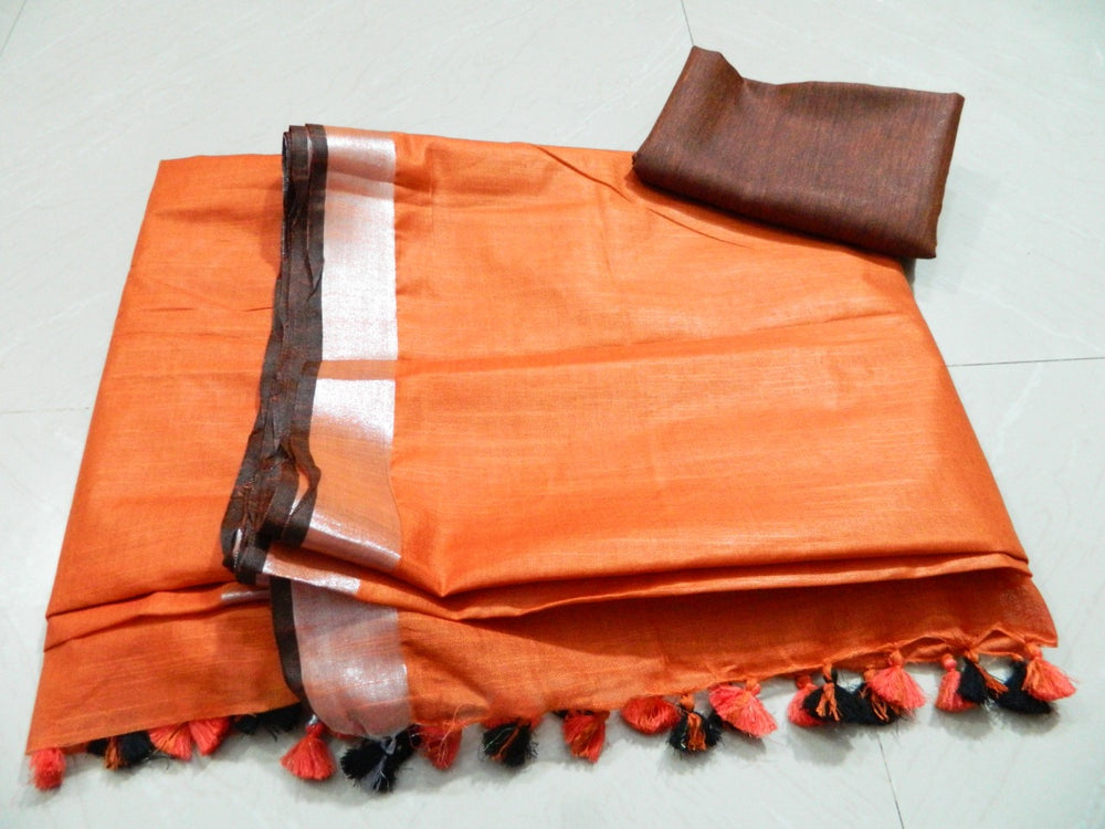 Khadi Linen Slub Saree INDIA SILK P.W.C.S. LTD