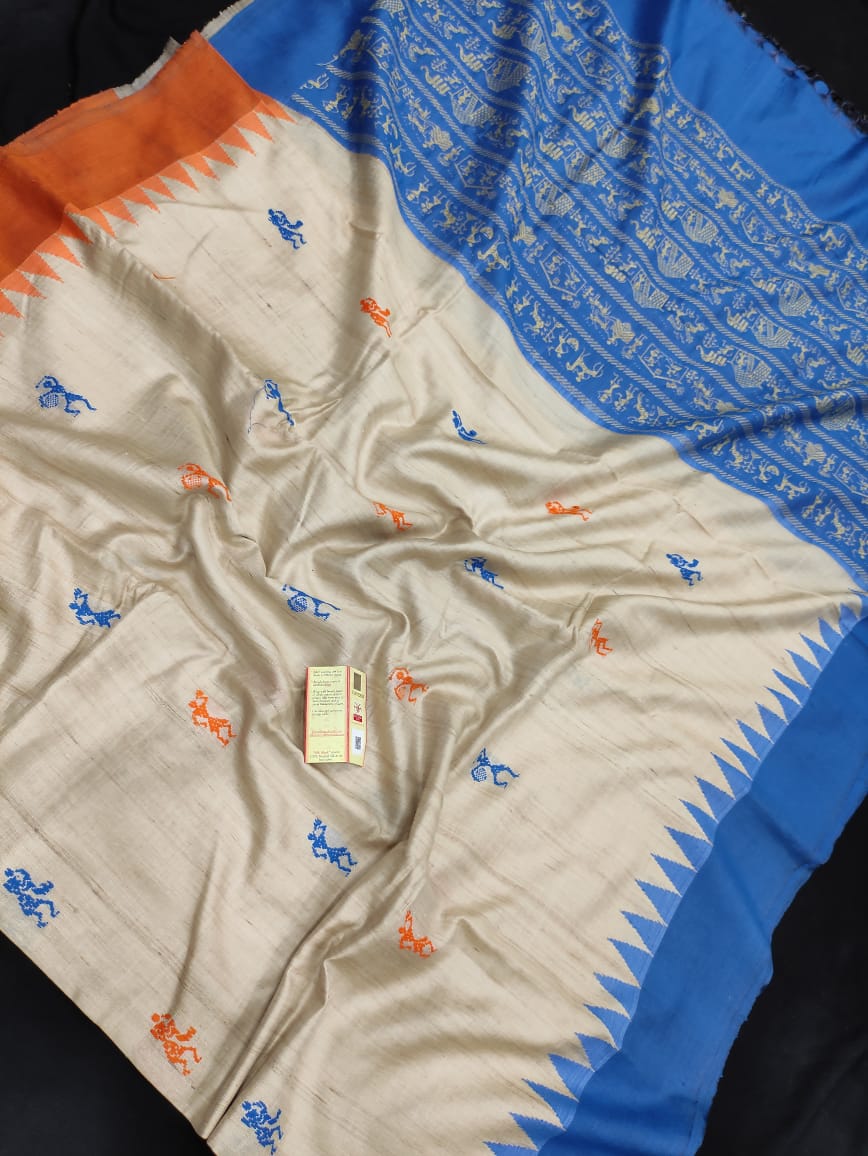 Pure Tussar Silk print saree