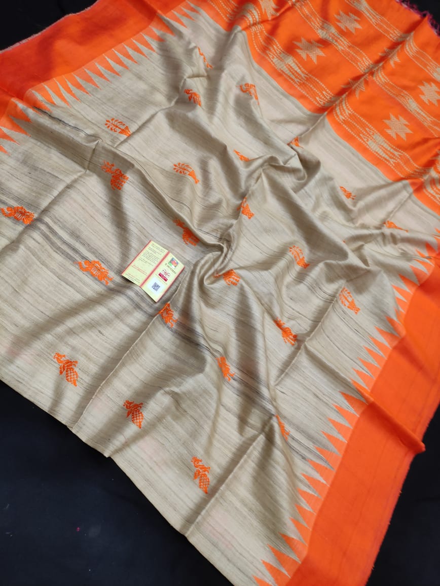 Pure Tussar Silk print saree