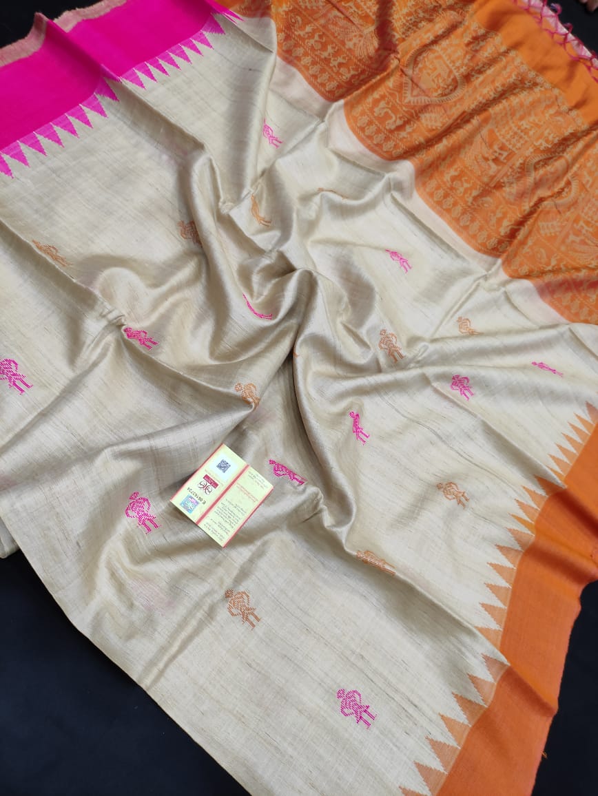 Pure Tussar Silk print saree