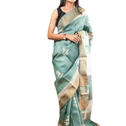 Pure Tussar Silk print saree