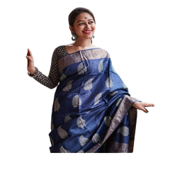 Tussar Munga Embroidery Saree SILK ZONE