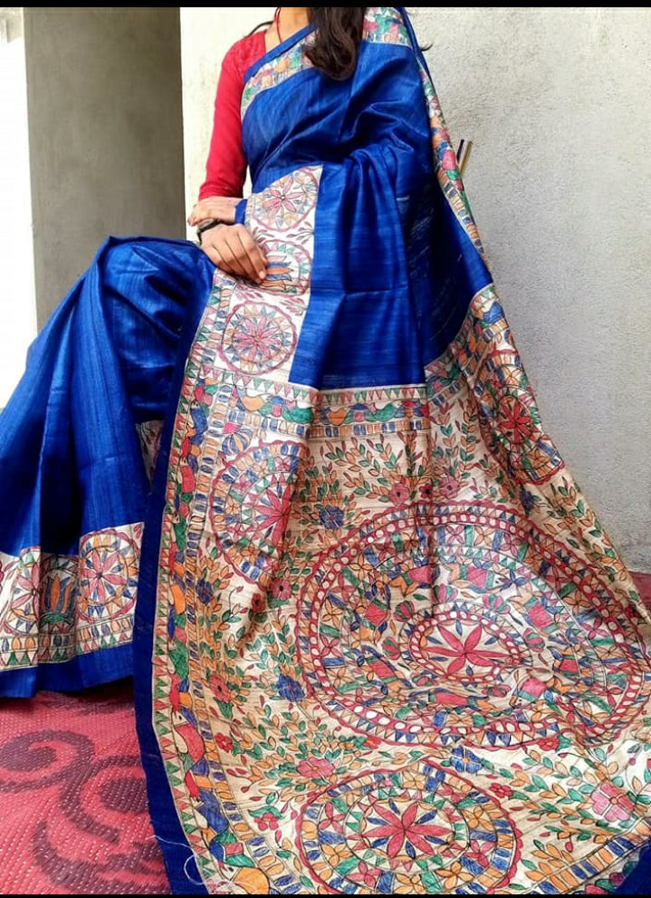 TUSSAR SILK PRINT SAREE