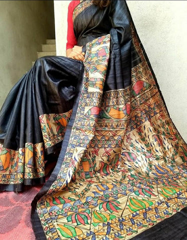 TUSSAR SILK PRINT SAREE