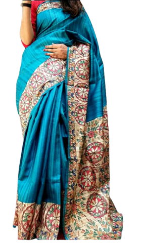 TUSSAR SILK PRINT SAREE