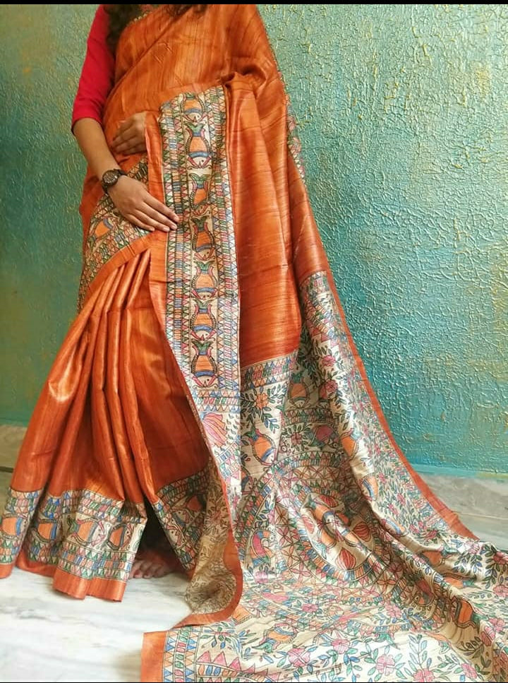 TUSSAR SILK PRINT SAREE