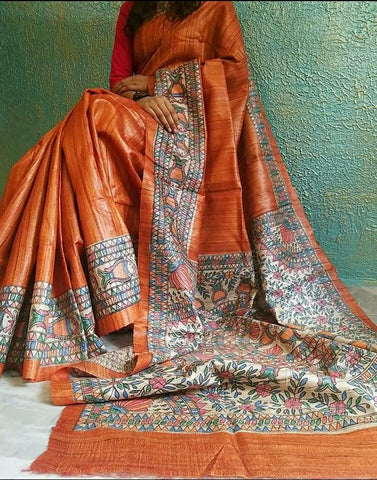 TUSSAR SILK PRINT SAREE