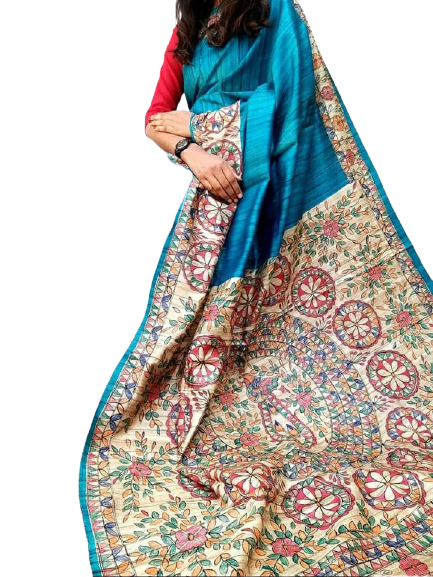 TUSSAR SILK PRINT SAREE