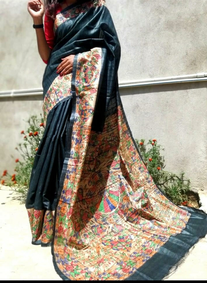 TUSSAR SILK PRINT SAREE