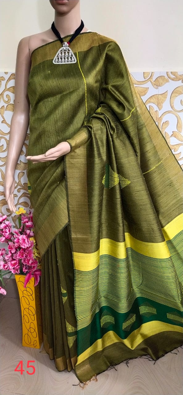 Tussar dupion silk saree SILKZONE
