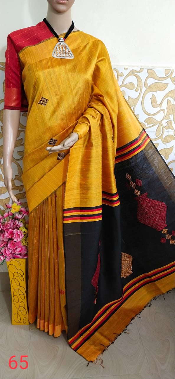 Buy Customized Ready to Wear Saree, Soft Dupion Silk Saree, Rich Woven  Border and Pallu, Grand Blouse Same as Pallu, Wedding and Party Wear Online  in India - Etsy