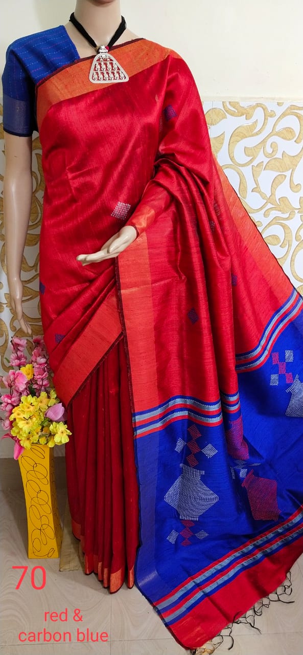 Tussar dupion silk saree SILKZONE