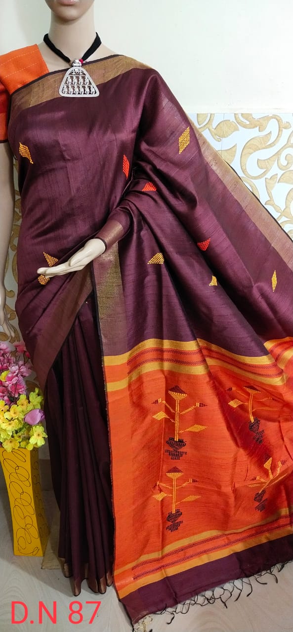 Tussar dupion silk saree SILKZONE