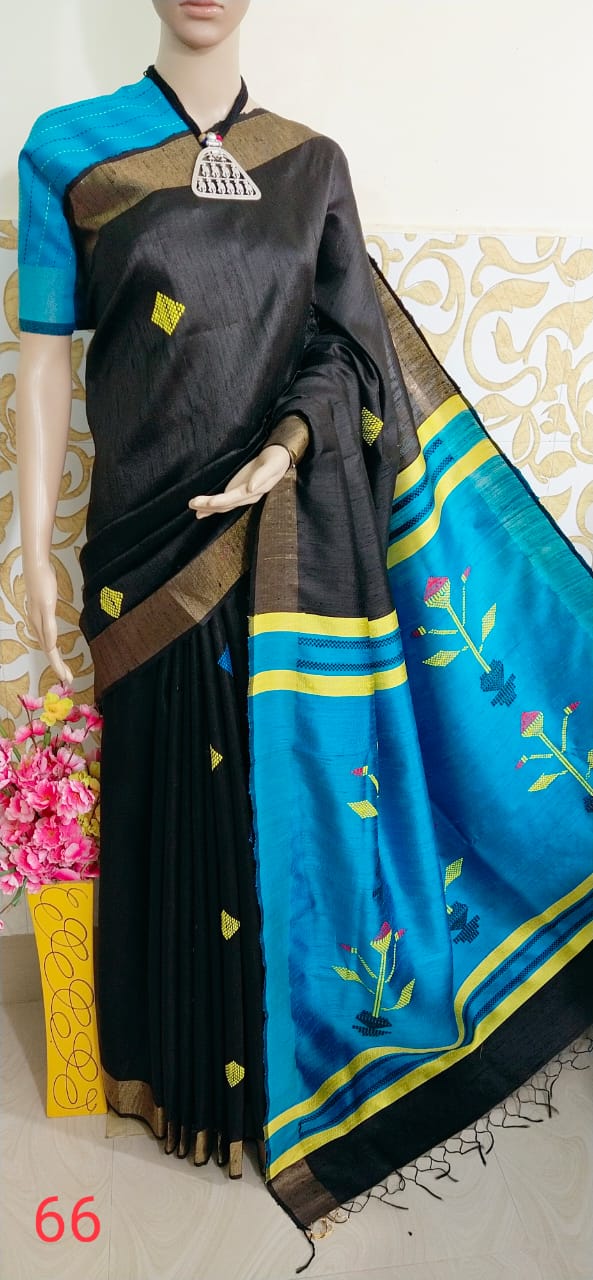 Tussar dupion silk saree SILKZONE