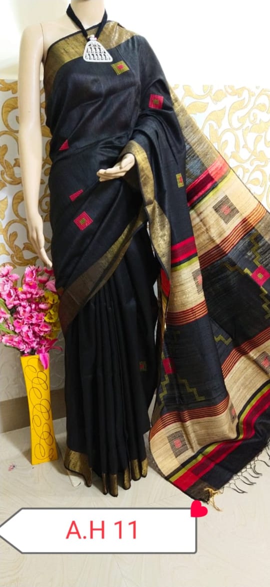 Tussar dupion silk saree SILKZONE