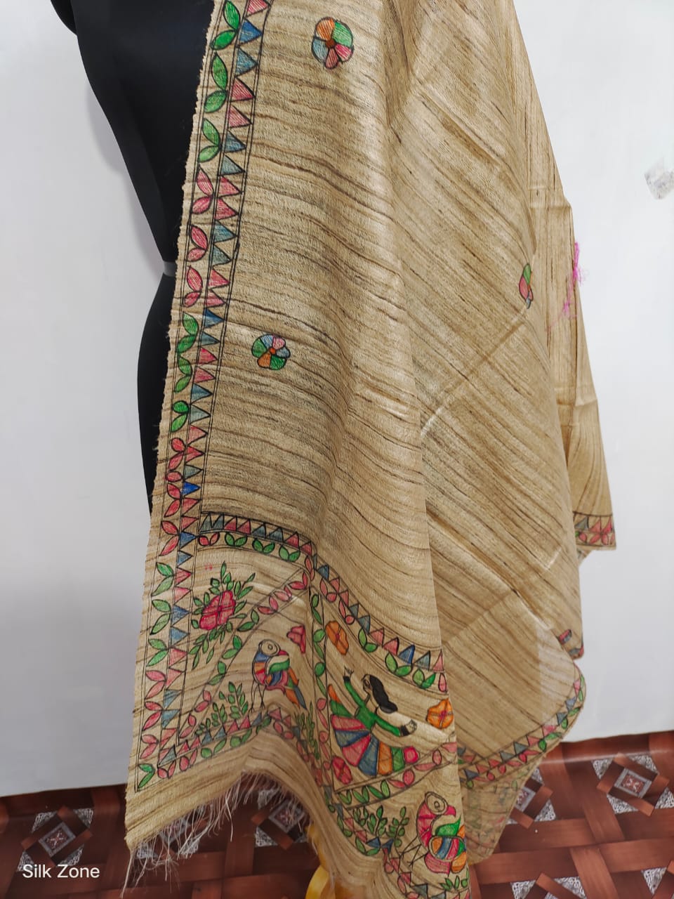 Tusaar Ghicha Madhubani Print Dupatta SILK ZONE