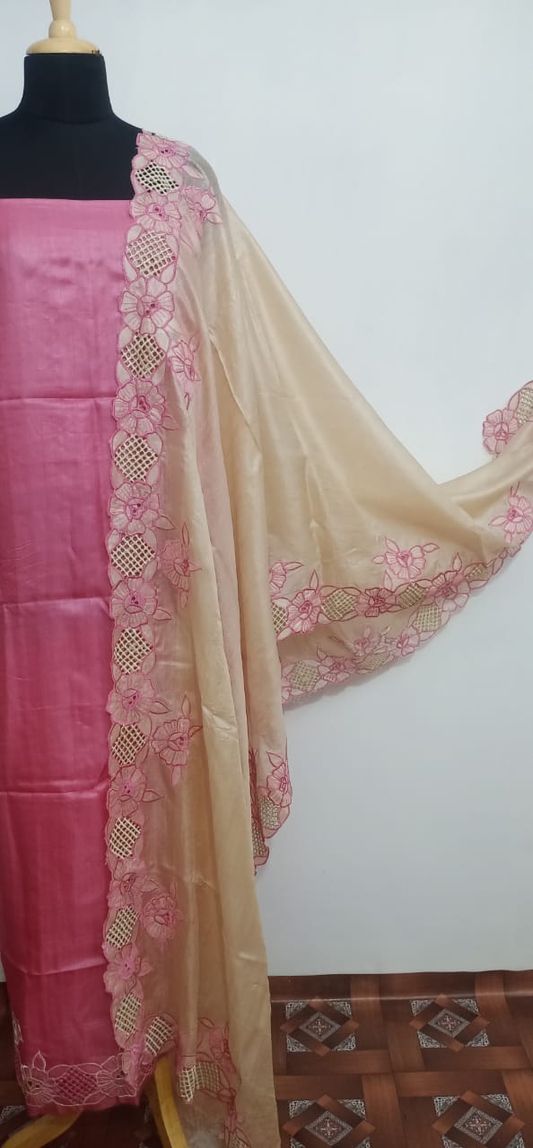 Tussar Silk Hand Cutwork Suit SILK ZONE