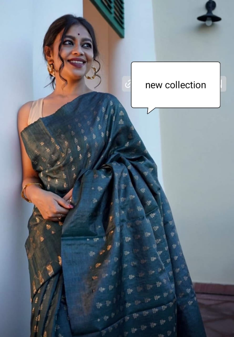 Tussar embroidery silk saree SILK ZONE