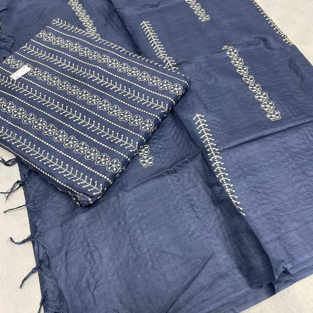 Linen embroidery suit SILK ZONE