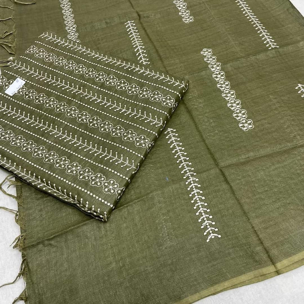 Linen embroidery suit SILK ZONE