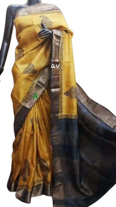Pure Tussar Silk print saree