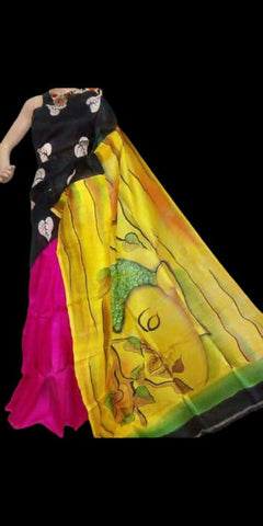 Bishnupuri Silk Hand Painting Saree SILKZONE