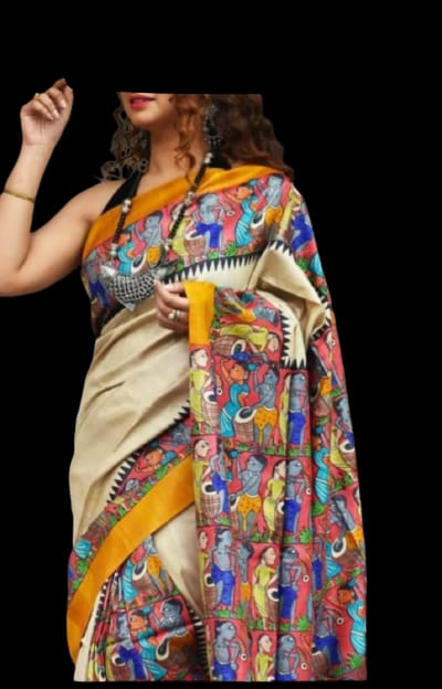 Bishnupuri Silk Hand Painting Saree SILKZONE